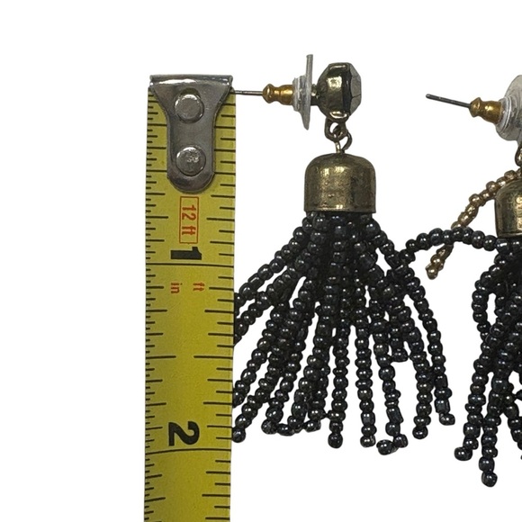 J.Crew Beaded Dangle Drop Earrings 2 Pair Gold Gray Blue - Picture 8 of 8